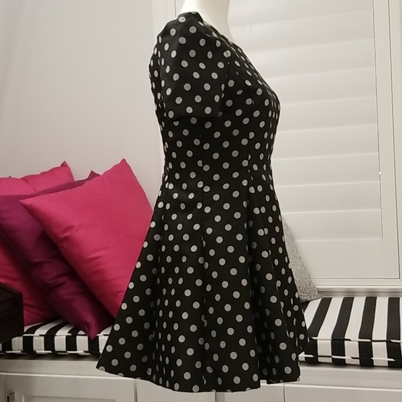 Black mini dress with silver polka dot - Picture 6 of 8
